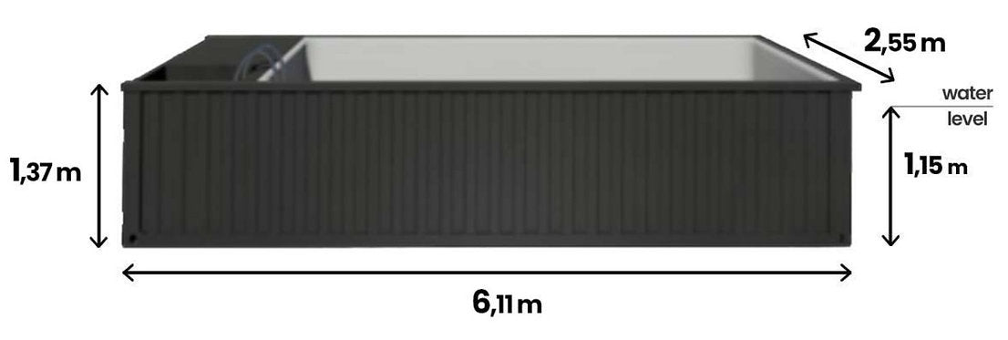 Piscine conteneur haut de gamme 6,2 x 2,5 m