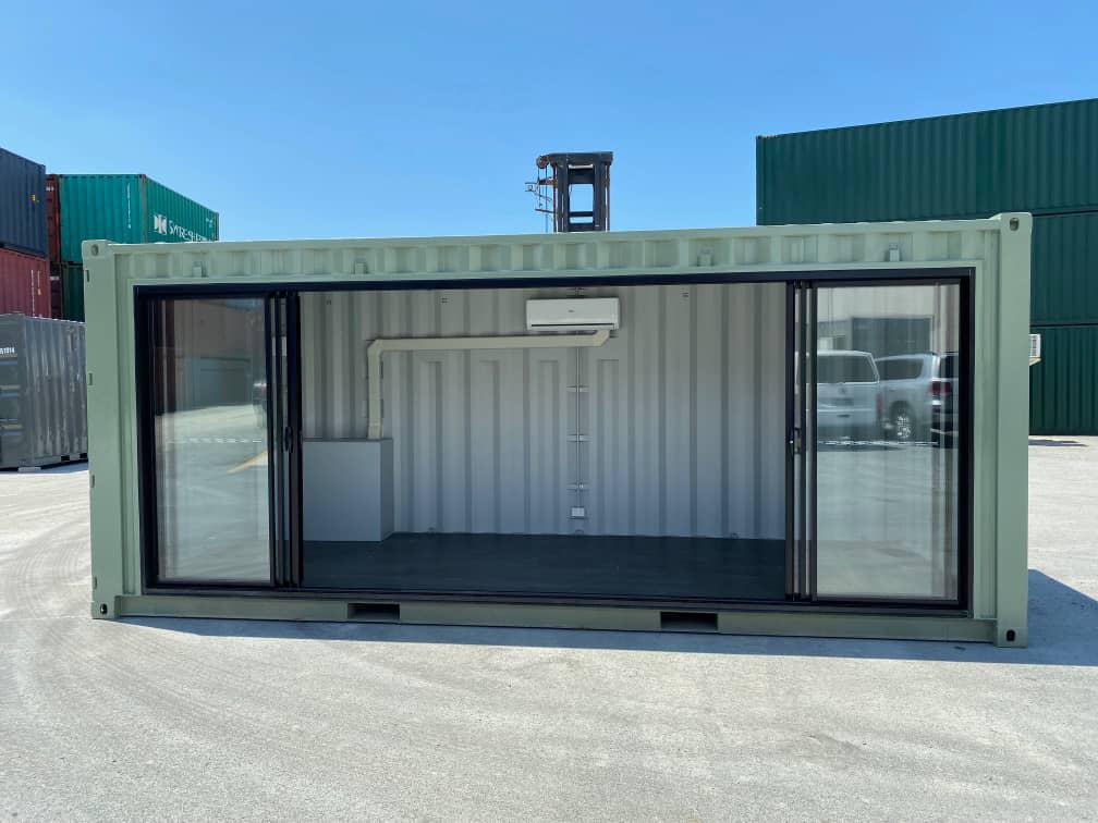 Conteneur de bureau de 20 pieds avec vitres latérales
