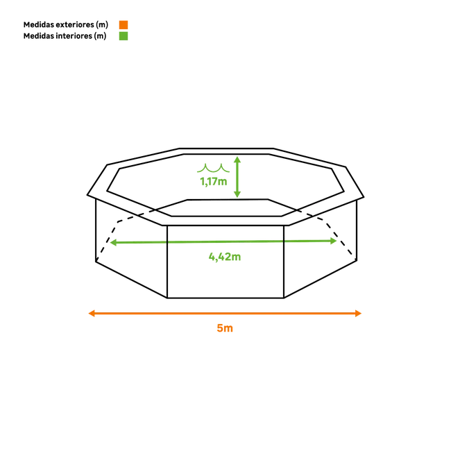 Piscine hors-sol rigide GRE Violette 2 marron, 1,20 m de haut x 1,50 m de diamètre.