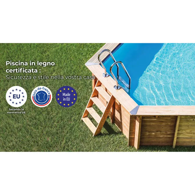 Piscine hors-sol rigide GRE Violette 2 marron, 1,20 m de haut x 1,50 m de diamètre.