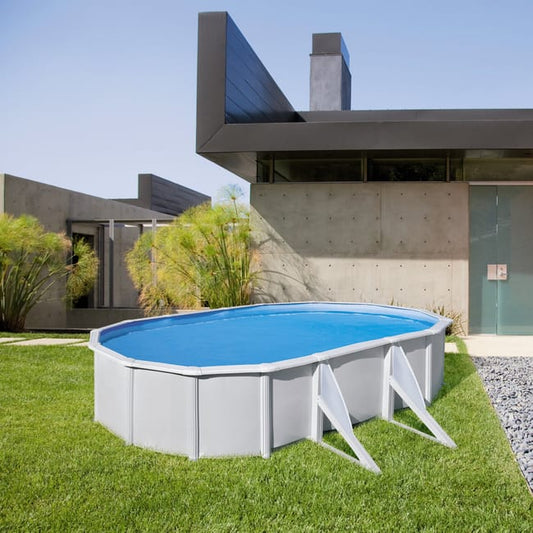 Piscine hors-sol rigide GRE Atlantis blanche – Dimensions intérieures 6,1 x 3,75 m